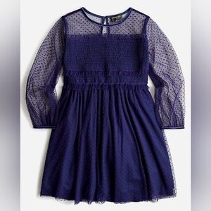 Crewcuts Girls' textured tulle Navy Blue Kids Dress. Sz. 4